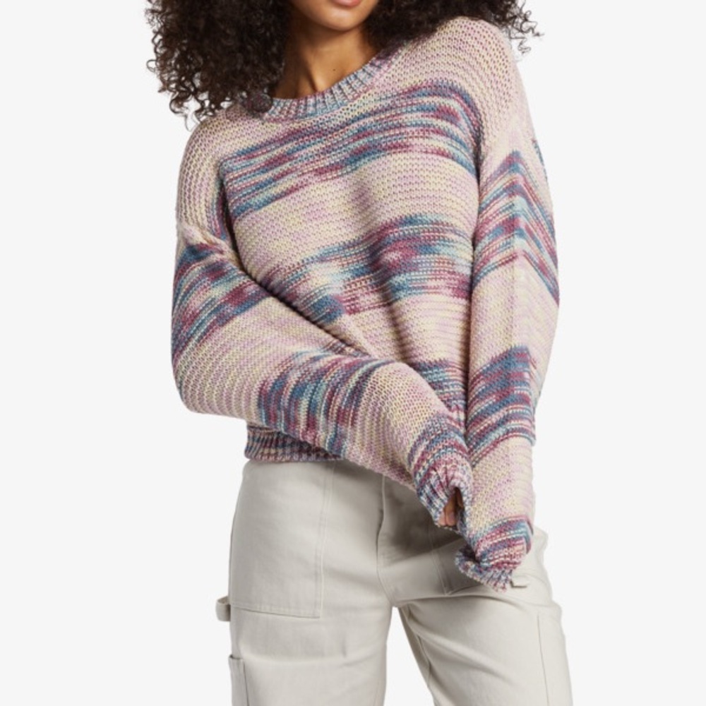 Billabong Fade Out Long Sleeve Space Dyed Stripe Sweater Size M
